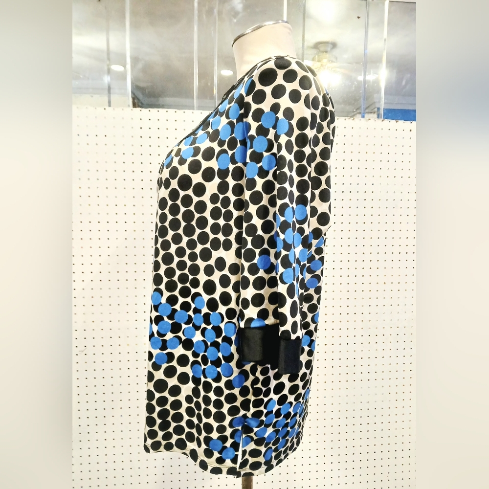 Avenue Black and Blue Polka Dot Blouse - Picture 6 of 8